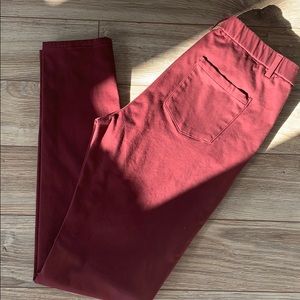 Burgundy sateen skinny stretch pant - Uniqlo